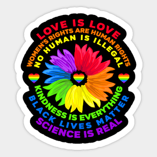 Flower Rainbow Human Black Lives Rights Science Lgbt Pride Sticker